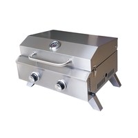 Barbecue Portable en acier inoxydable, 2 brûleurs de table, Barbecue de Camping, Propane, gril à gaz pliable