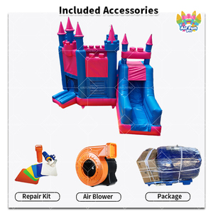 Château Gonflable Commercial Combiné, Thème Violet et Bleu, avec Toboggan pour Location de Fêtes - Product Image 3