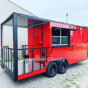 Trailer de comida totalmente equipado, trailer de sorvete para churrasco, fast food, trailer móvel para cozinha e comida, com varanda