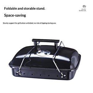 גריל ברביקיו מתקפל בגימור אמייל חיצוני נייד דו-שימושי מתלה פיקניק מחבת קמפינג מקורה תנור פחמים ביתי - Product Image 3