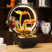 Fontaine de table LED en forme de coccinelle et de papillon, cascade de relaxation intérieure, décoration de la maison, design moderne, boîte en métal