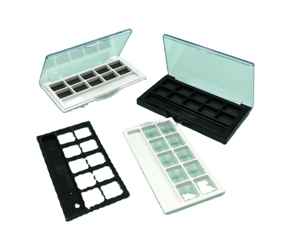 Sartenes de colores para sombra de ojos, utensilios de plástico ABS compactos y compactos, 11 bolsillos, DIY