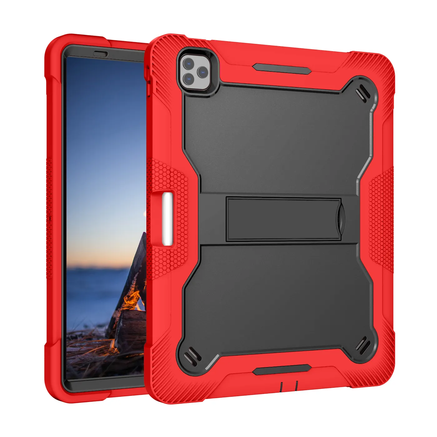 Shockproof TPU PC Armor Hybrid Stand Cover Silicone Tablet Case for iPad Pro 12.9