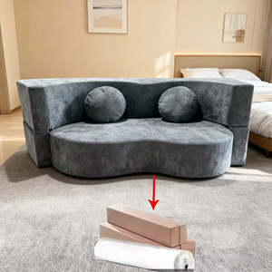 Style Convertible <b>Double</b> <b>Bed</b> Multi-Functional Living Room Set Sponge Filling Upholstered Vacuum-Packed for Hotels - Product Image 1