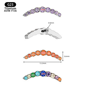 G23 <b>Titanium</b> Alloy Zircon Curved <b>Stud</b> Earrings Colorful Channel Setting Everyday Wear - Product Image 2