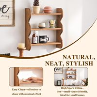 Étagère murale flottante multifonctionnelle vintage à 3 niveaux en bois massif 100% écologique et durable pour la cuisine, rangement pour vaisselle et épices