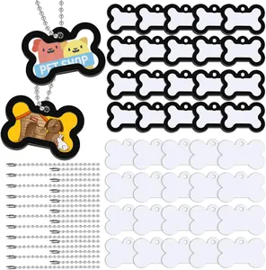 制造商双面定制空白升华印刷耗材宠物装饰品染料升华弯曲狗牌钥匙扣
