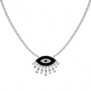 Collar con Colgante de Ojo Azul de Plata S925 con Circonita 5A y Esmalte, Talismán de Creencia Sobrenatural, Joyería Fina para Mujer Dylam - Product Image 1