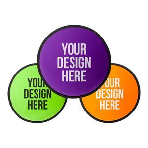 Custom Printed Soft Pet Flying Disc Round Nylon Hand Imprinted Folding Flyers With Pouch - Product Image 1