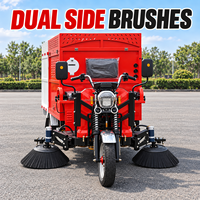 DEEPACK Aspirateur de feuilles de 2 m de large, véhicule de nettoyage autoporté 15 CV avec deux brosses pour le nettoyage des trottoirs et des rues étroites