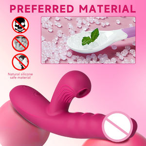 Nuevo Vibrador Recargable de Silicona para Mujeres, con Función de Lamido y Succión, Vibrador Telescópico con Forma de Conejo - Product Image 4