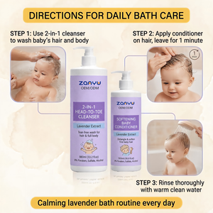 Set <span class=keywords><strong>de</strong></span> Cuidado para Bebés con Lavanda <span class=keywords><strong>de</strong></span> Marca Privada: Champú, <span class=keywords><strong>Gel</strong></span> <span class=keywords><strong>de</strong></span> <span class=keywords><strong>Baño</strong></span> y Acondicionador Herbal 500ml+980ml, Refrescante, Suave y Calmante - Product Image 3