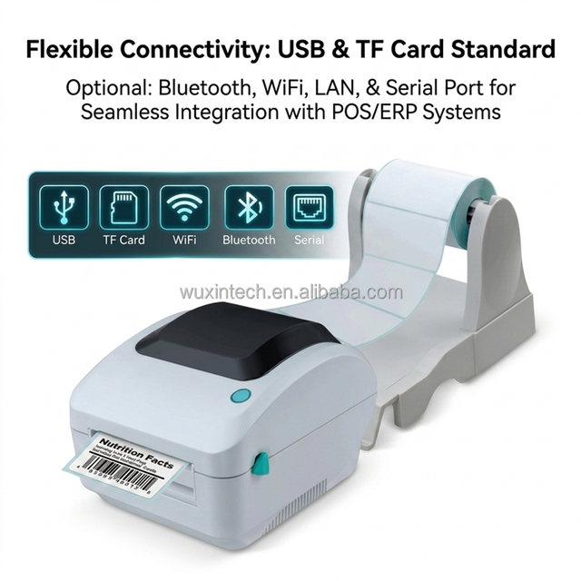Wireless 4x6 Shipping Label Printer 108mm Direct Thermal Sticker QR Code Barcode Printer for Android IOS Mobile