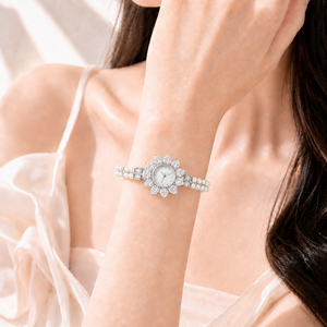 Đồng hồ đeo tay nữ mạ bạc đồng thau, mặt số MOP, đính zircon hoa hướng dương, dây đeo ngọc trai, logo OHALAN tùy chỉnh, chống nước, làm quà tặng - Product Image 4
