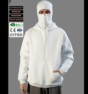 Sweat à capuche zippé en polaire blanc personnalisé pour femme avec cagoule intégrée respirante et unie pour l'automne - Product Image 1