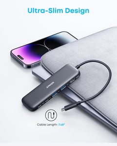 Anker mozzo <span class=keywords><strong>USB</strong></span>-<span class=keywords><strong>C</strong></span> 5-in-1 2.0 Splitter 4K Display 1x <span class=keywords><strong>alimentato</strong></span> <span class=keywords><strong>USB</strong></span>-<span class=keywords><strong>C</strong></span> 5Gbps 2x <span class=keywords><strong>alimentato</strong></span> <span class=keywords><strong>USB</strong></span>-A 3.0 5Gbps in lega di alluminio Stock modello - Product Image 6