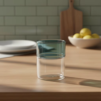 Mug à café personnalisé en verre borosilicate de haute qualité avec un design de style européen et des surpiqûres colorées