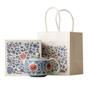 Théière Xishi rétro bleue et blanche en porcelaine avec filtre, pot individuel pour service à thé Kung Fu à domicile - Product Image 4