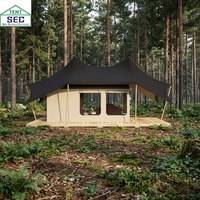 Tente de glamping de luxe moderne, imperméable, pour safari, hôtel en plein air, resort, tente de glamping de qualité supérieure, durable toute l'année