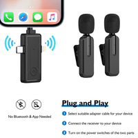 Type C Lightning 3.5mm Micro d'enregistrement professionnel sans fil iPhone iPad Android Microphone à revers pour la diffusion en direct Plug Play