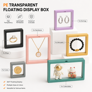 Custom Colorful Transparent Rectangle Square Jewelry Display <b>Box</b> PE Folding Case Ring <b>Earring</b> Necklace Storage Packaging Retail - Product Image 4