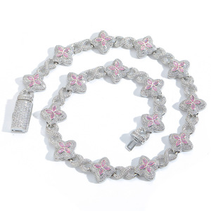 Collar <span class=keywords><strong>de</strong></span> Trébol <span class=keywords><strong>de</strong></span> Cuatro Hojas con <span class=keywords><strong>Cadena</strong></span> <span class=keywords><strong>de</strong></span> Eslabones Infinitos, Joyería Hip Hop <span class=keywords><strong>de</strong></span> Lujo BES, con Circonitas Cúbicas Brillantes, para Hombres y Mujeres - Product Image 1