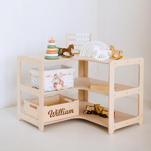 Étagère d'angle à 3 niveaux pour enfants, bibliothèque en bois pour jouets, pour la chambre d'enfant ou le salon - Product Image 3