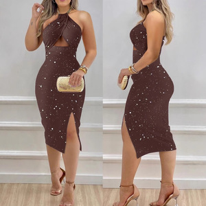Abito <span class=keywords><strong>midi</strong></span> sexy in poliestere con scollo all'americana e cut-out, modello <span class=keywords><strong>aderente</strong></span>, per l'estate 2025 – Collezione AliExpress Wish per i bestseller di moda femminile - Product Image 5