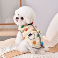 Gilet chaud pour animaux de compagnie, vêtements pour chien en polaire à pois, manteau sans manches doux pour chiot avec poche, vêtements d'hiver pour petits et moyens chiens et chats