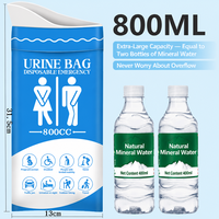 Kantong Urin Darurat Sekali Pakai 800ml Urinal Portabel Unisex untuk Perjalanan, Kemacetan Lalu Lintas, Berkemah, Kehamilan & Penggunaan Luar Ruangan