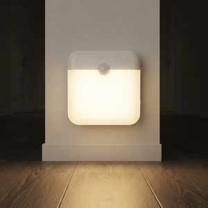 Square <b>LED</b> Night <b>Light</b> Warm White PIR <b>Sensor</b> Control Battery Powered Minimalist Design for Bedroom Closet Hallway - Product Image 1