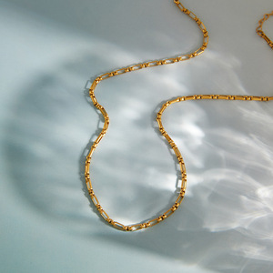 Geometric Line 18K Gold Stainless Steel <b>Chain</b> Necklace for Women Everyday Wear - Product Image 4