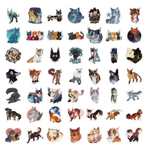 52 Pezzi <span class=keywords><strong>Adesivi</strong></span> Classici con <span class=keywords><strong>Gatti</strong></span> Cartoon e Guerrieri, Graffiti per Libri dei Bambini e Decorazione Murale, Impermeabili, Sticker Anime per Bambini - Product Image 3