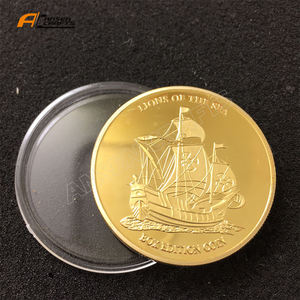 Moneda conmemorativa de Barco Pirata chapado en oro con diseños personalizados al por mayor - Product Image 4