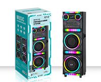 Sistem Speaker Nirkabel Hitam Stereo Rumah Pintar Bergaya Vintage Subwoofer Bluetooth RGB 60W NDR-M1104 Baru untuk Karaoke