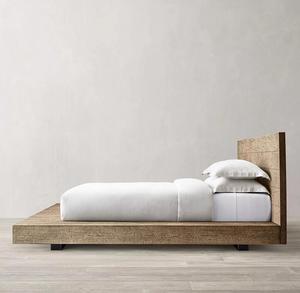 Lit double en bois massif de style américain, idéal pour villa, club ou maison, personnalisable, mobilier de chambre à coucher, export direct d'usine - Product Image 5