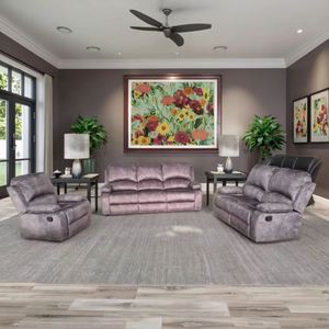 Office Modern Gray Black Sectional Couch Loveseat Seater Lounge Suites Furniture Manual Fabric Recliner <b>Sofa</b> for Living Room - Product Image 1