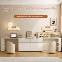 Commode minimaliste avec panneau, style crème, et table de maquillage d'angle télescopique, petite, pour chambre romantique à la française
