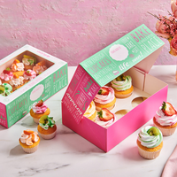 Différentes tailles personnalisées, blanc avec boîte cadeau rose, boîte à cupcake aux fraises 6 trous