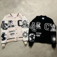 Veste universitaire personnalisée OEM pour hommes, style décontracté, patchs en chenille, broderie, dessin animé, hip-hop, veste varsity