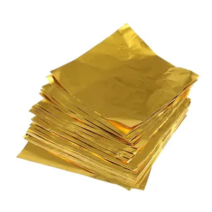 Involucri di caramelle al cioccolato dorati personalizzati 20x20 cm fogli di carta in foglio di alluminio per il confezionamento di barrette di cioccolato