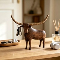 Patung Banteng Longhorn Vintage Baru, Figur Banteng Gaya Barat dari Resin, Ornamen Kerajinan Hewan Dekoratif untuk Meja Rumah
