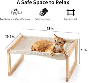 <span class=keywords><strong>FUKUMARU</strong></span> 21X16.5 pouces grand extérieur en bois écologique chat hamac respirant chien chat lit gravure surélevée meubles pour animaux de compagnie - Product Image 5