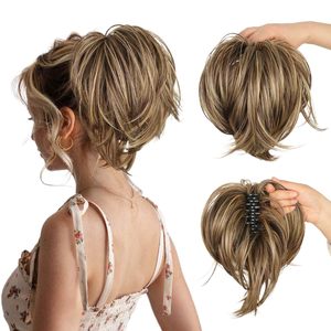Offre Spéciale postiches pince à griffes fils métalliques pliables extension de queue de cheval courte <span class=keywords><strong>chignon</strong></span> désordonné morceau de <span class=keywords><strong>cheveux</strong></span> <span class=keywords><strong>pour</strong></span> les femmes - Product Image 1