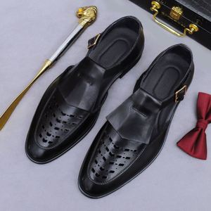 High Quality Head Side Buckle Business Casual Men's Cow Leather <b>Shoes</b> Breathable Non-slip Handmade Genuine Leather Outdoor - Product Image 2
