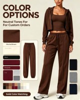 Ensemble de survêtement 3 pièces en maille douce personnalisée pour femme : sweat à capuche court, débardeur et pantalon à cordon – Tenue décontractée et sportive