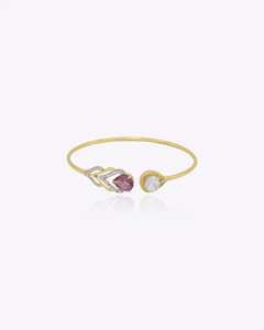 กำไลข้อมือทองคำ 14K ลัช เมโดว์ ดีไซน์หรูหรา แรงบันดาลใจจากธรรมชาติ ผลิตด้วยมืออย่างประณีต ลายทุ่งหญ้าสีเขียว ประดับดอกไม้ แฟชั่นทันสมัย - Product Image 1