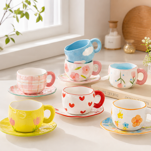 Handmade Blue Cloud <b>Cup</b> Ceramic Coffee <b>Cups</b> with Irregular Saucer Afternoon Tea <b>Cup</b> <b>Set</b> 300ml Couple Mug Gift - Product Image 3