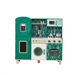 Cocina de Juguete Grande de Madera para Niños Tosen con Refrigerador, Microondas, Estufa y Fregadero Vintage, Juego de Cocina Premium - Verde (90cm) - Product Image 1
