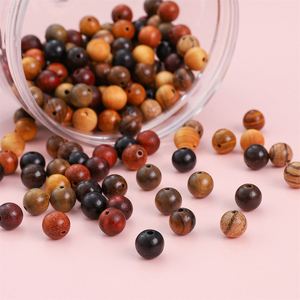 50 perles rondes en bois de 8 mm, couleurs assorties, pour artisanat DIY, bracelets, en bois de thuya, bois de santal, bois de poirier noir birman - Product Image 3